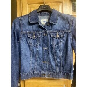 Old Navy Distressed Cropped Denim Jean Jacket, Size Medium